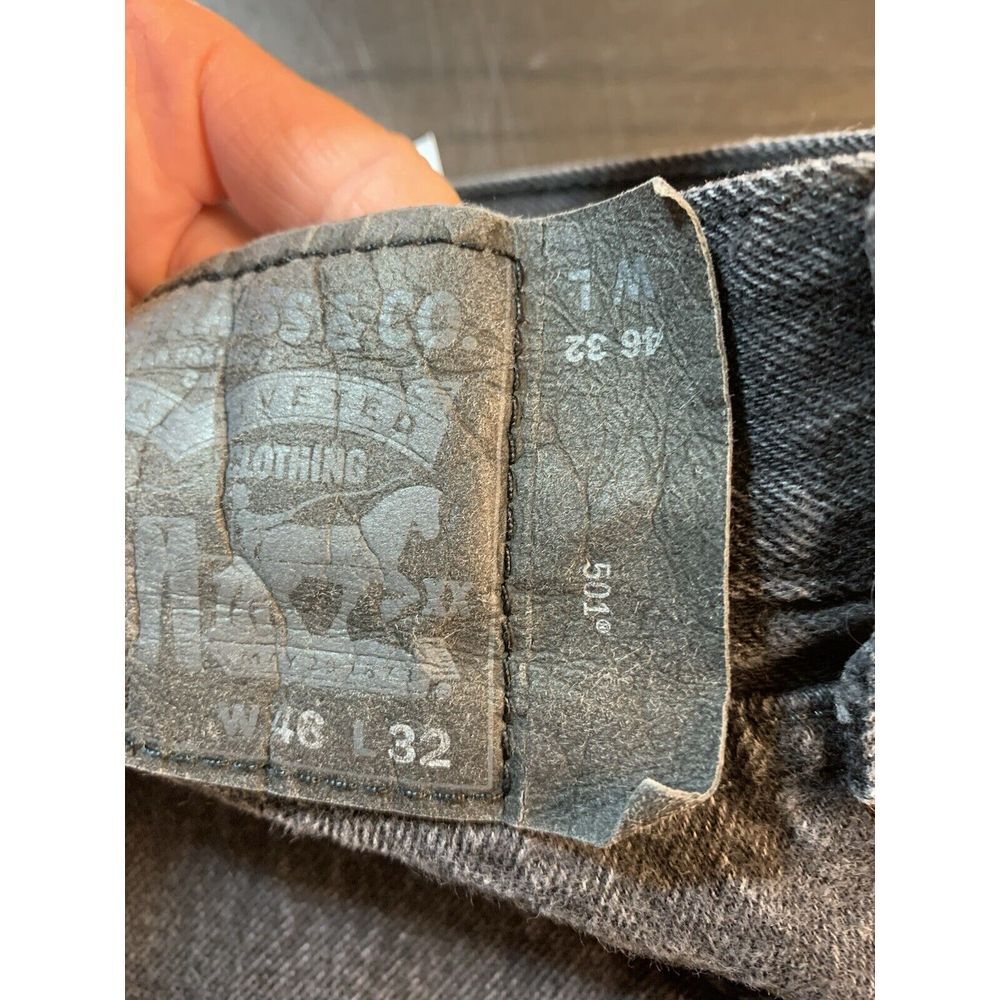 Levis 501xx Black Button Fly Jeans Mens Size 46x32 (44x28) Black‎ Patch Straight - Picture 3 of 13